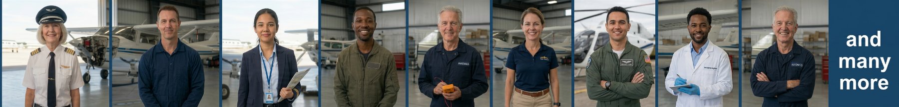 A lineup of AeroPathways mentors — airline pilots, mechanics, dispatchers and instructors — and many more