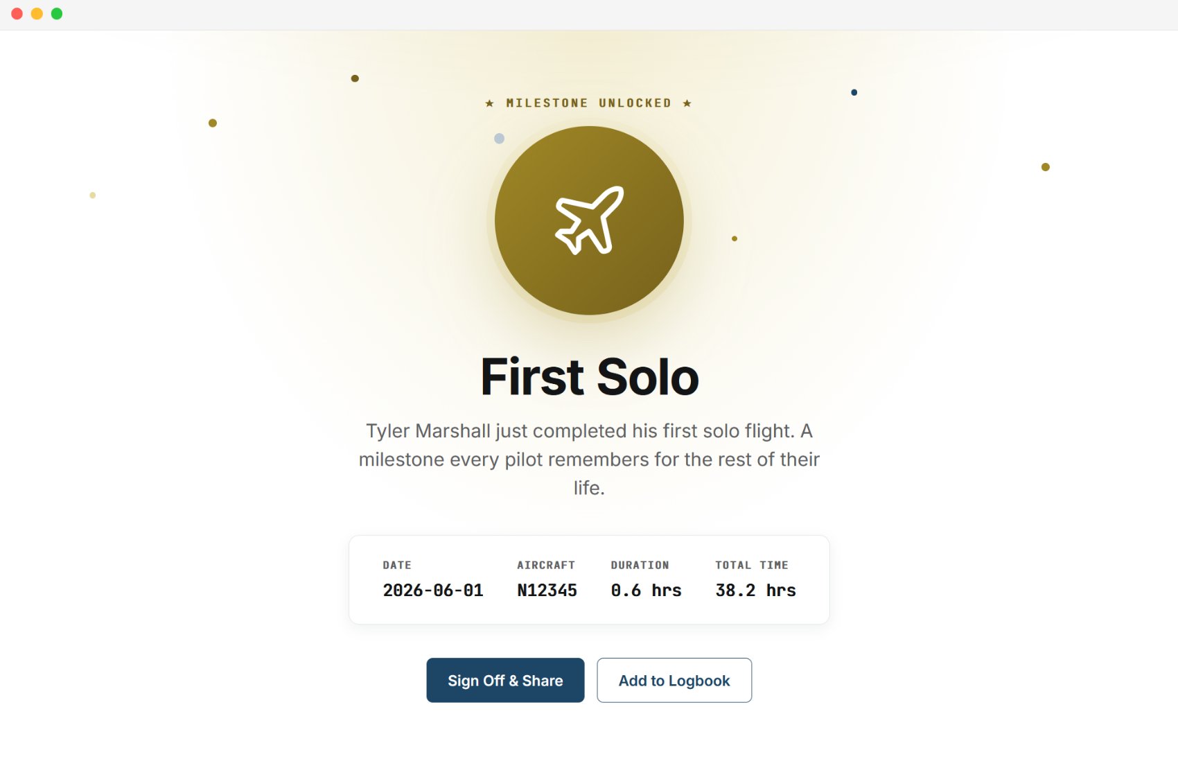 First Solo milestone